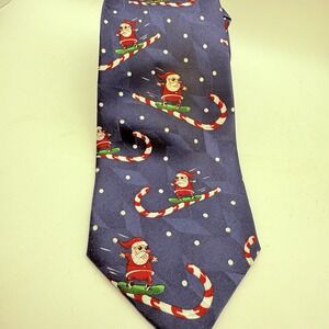 Santa Candy Cane American Greetings Christmas Tie 56"100%‎ Silk